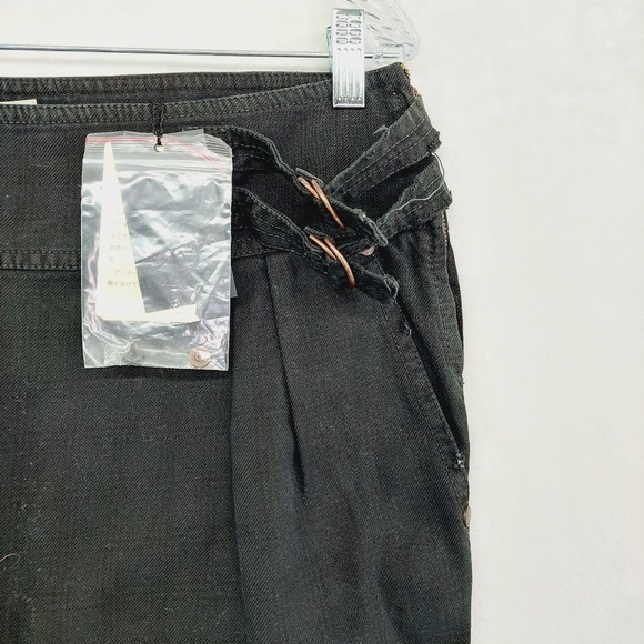 NWT Patrizia Pepe Cotton Denim Black Buckles Mini Gonna Skirt P4209 - Picture 2 of 7